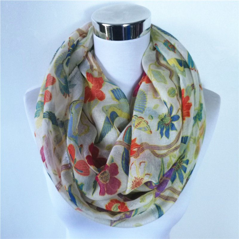 Infinity Scarf Knit - New Magpie Bird print Viscose Match