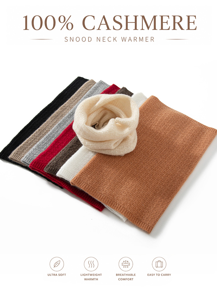 Infinity Scarf Knit - 100% Pure Cashmere Waffle Knit Neck