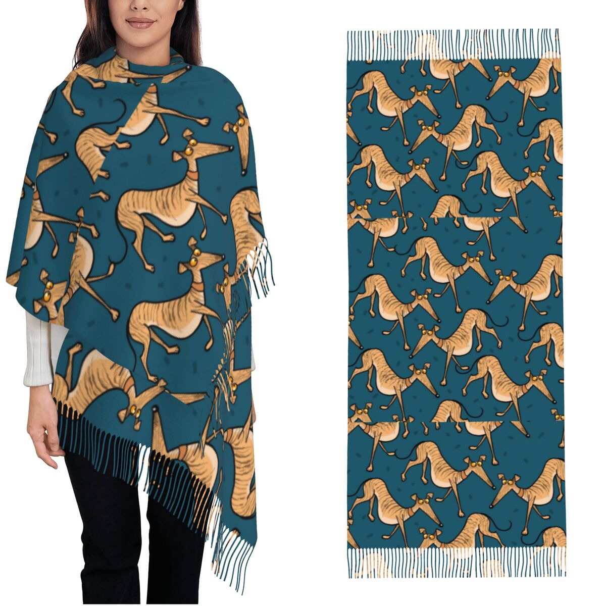Pashmina Wrap Large - Greyhound Whippet Lurcher Dog Shawls Wraps