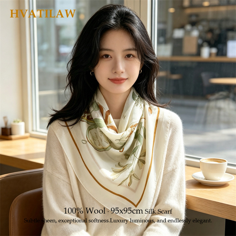 Pashmina Wrap Large - 100% Wool Scarf Female Luxury Winter