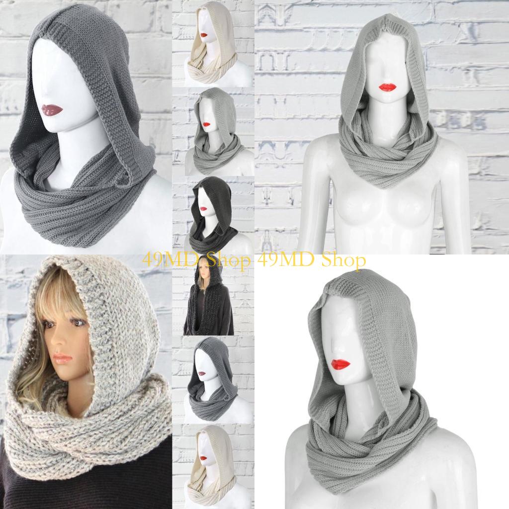 Infinity Scarf Knit - 49MD Winter Hat for Women Hooded