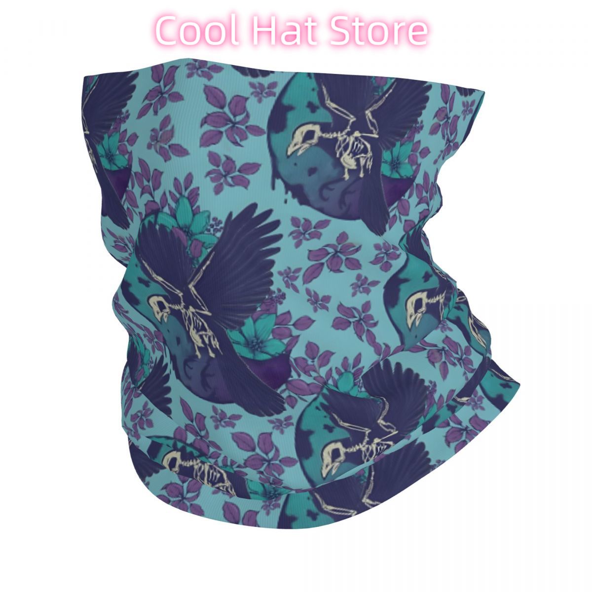 Neck Warmer Tube - Raven Skeleton And Moon Headband Neck