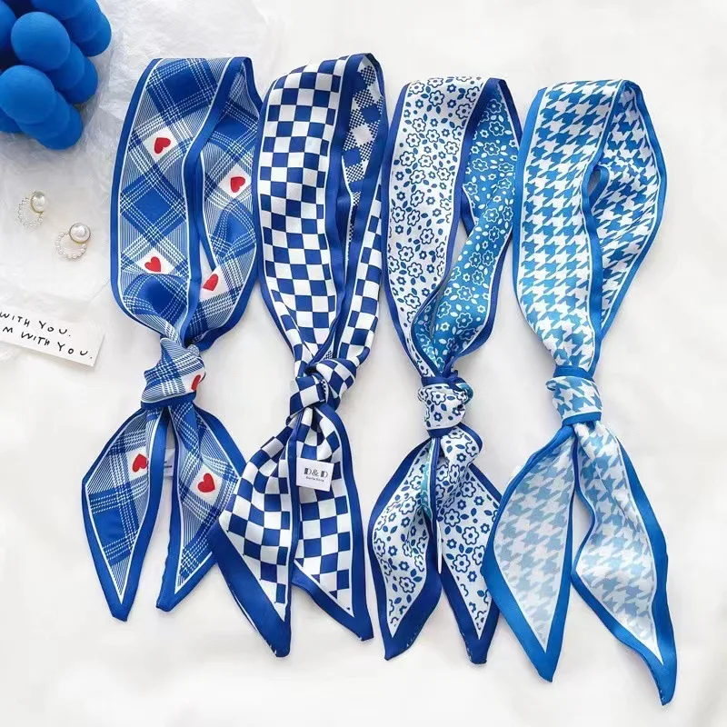 Bandana Cotton - Klein blue silk scarf new checkerboard