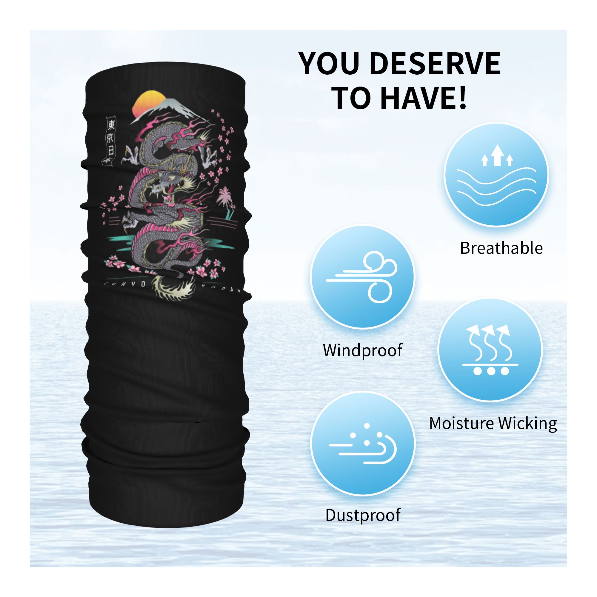 Custom Tokyo Japan Dragon Wint - Neck Warmer Tube ulasan dan harga
