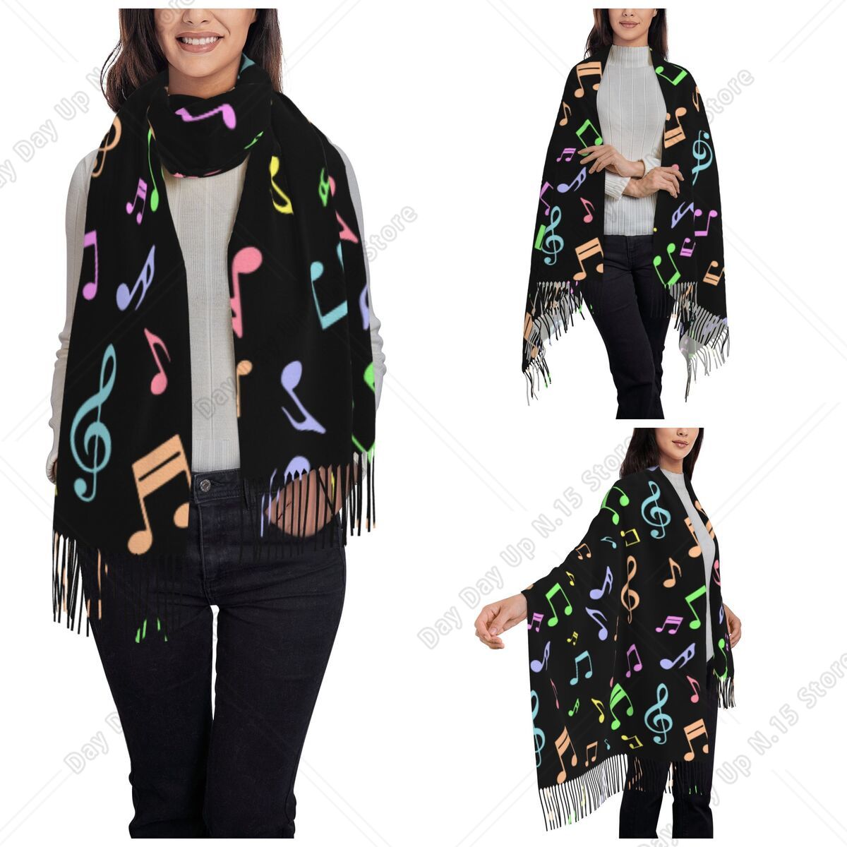 Cute And Colorful Music Notes  - Pashmina Wrap Large ulasan dan harga