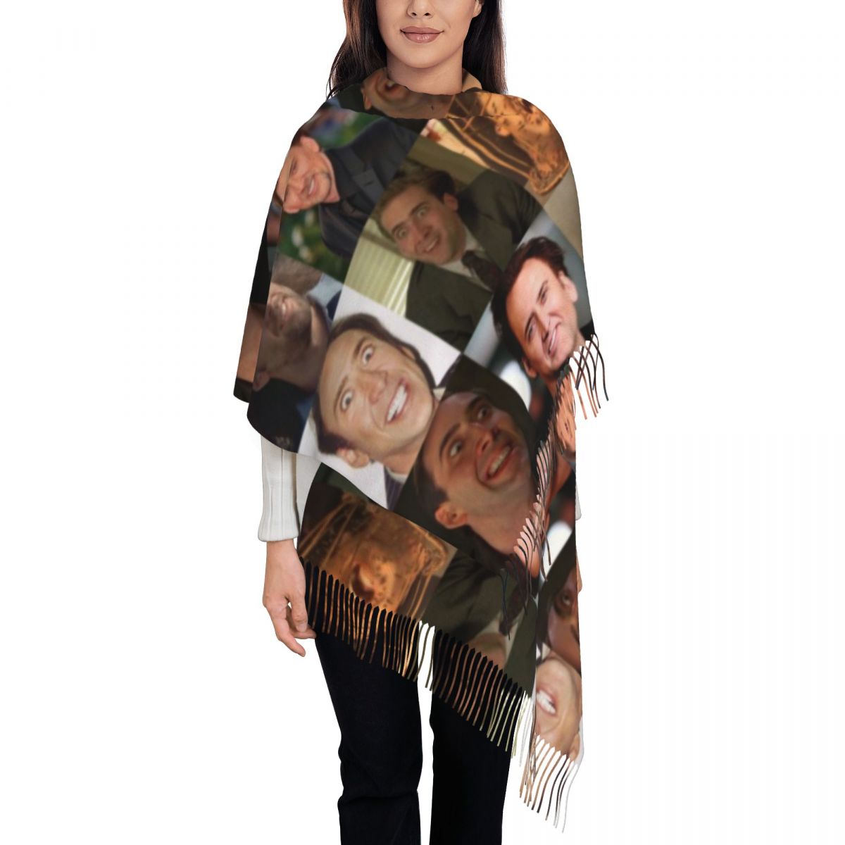 Nicolas Cage Funny Face Meme S - Pashmina Wrap Large ulasan dan harga
