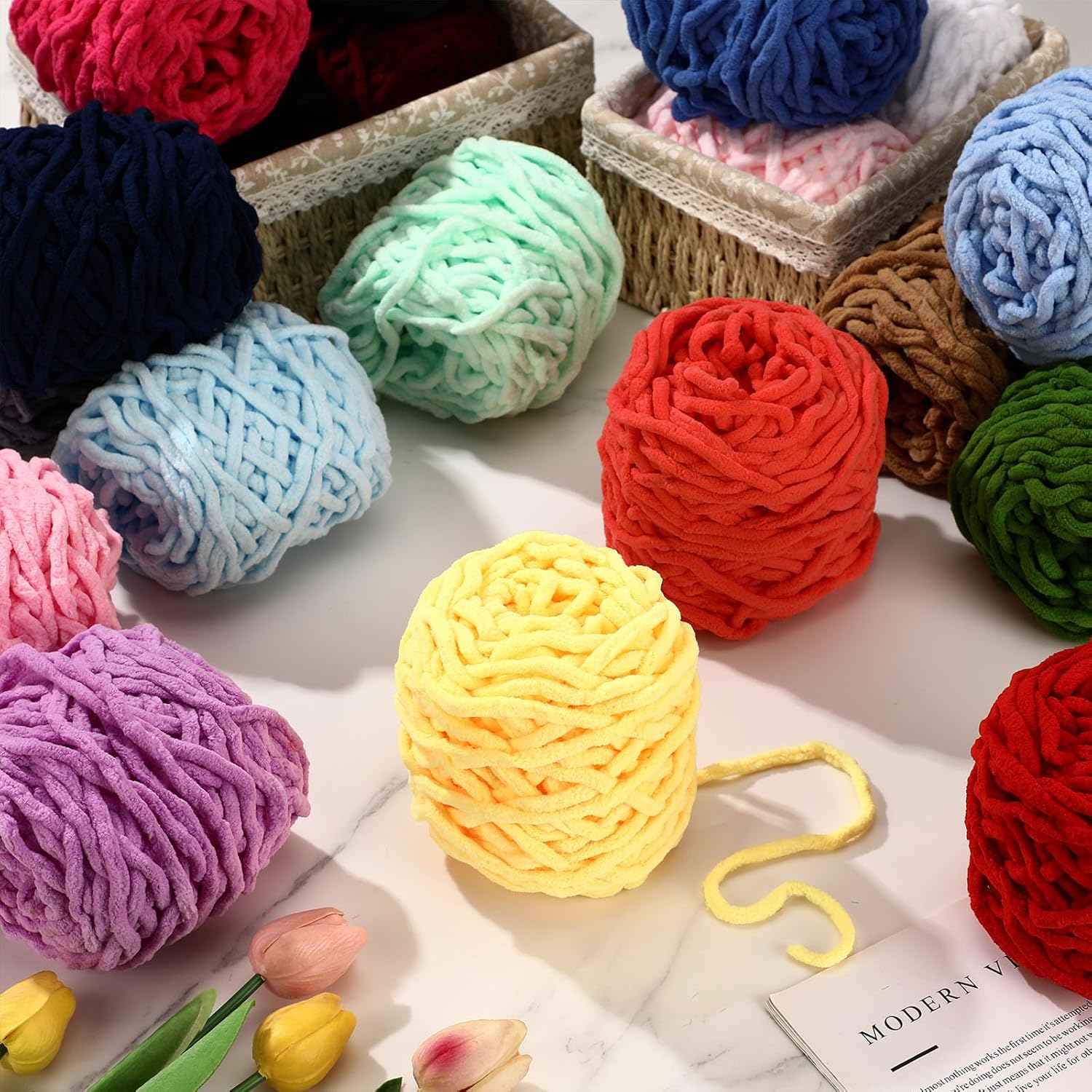 3PCS 300g Chenille Knitting Ya - Woven Scarf Blanket ulasan dan harga