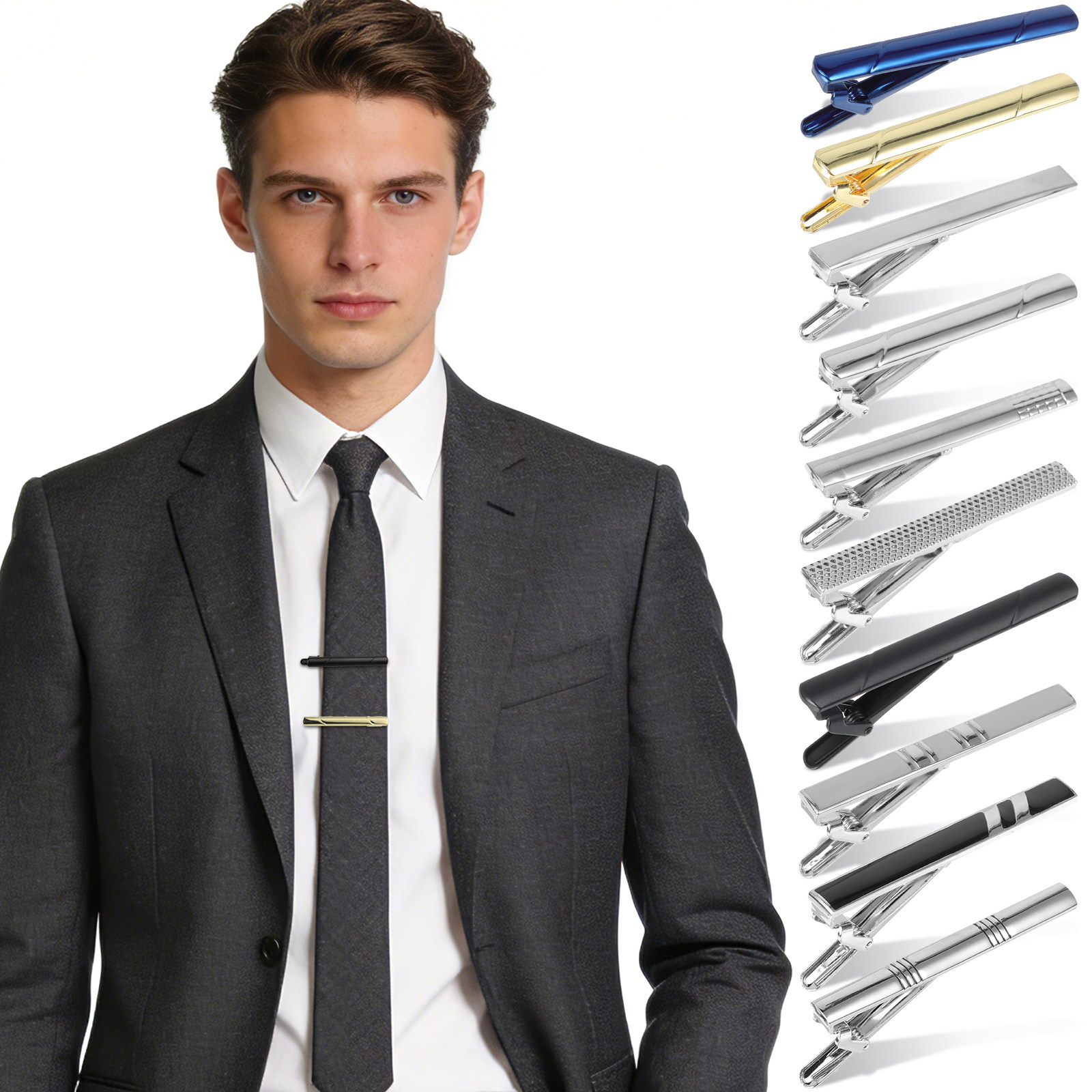 10Pcs Necktie Clip Set Elegant - Tie Bar Set Gift ulasan dan harga