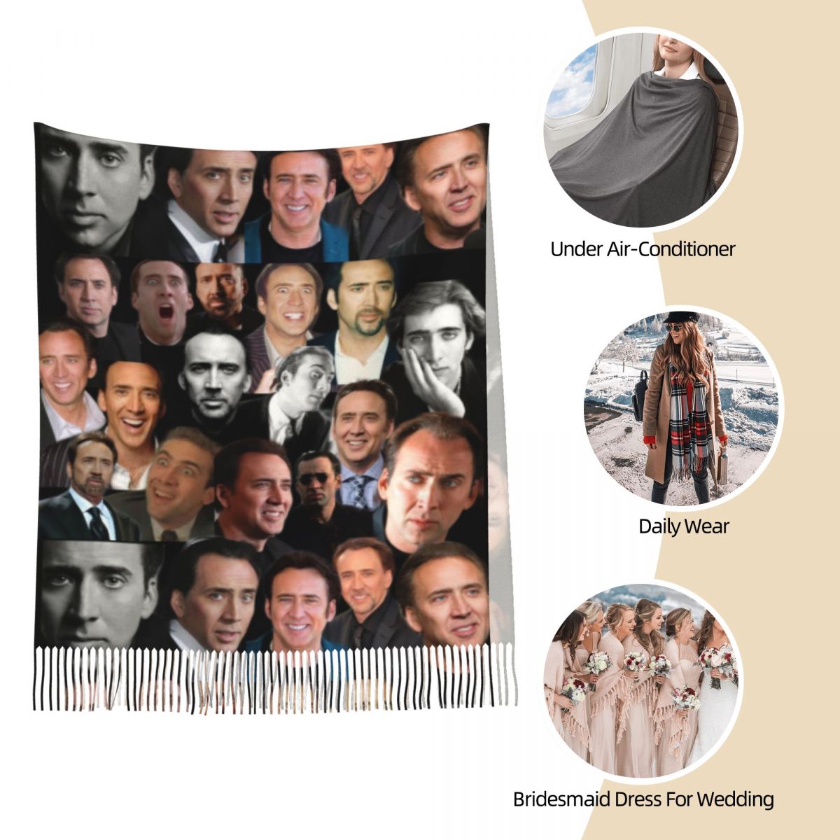Nicolas Cage Colllage Shawl Wr - Pashmina Wrap Large ulasan dan harga
