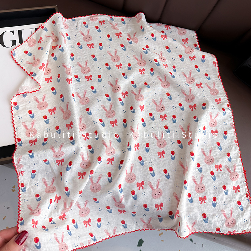 Cotton Linen Square Scarf  58  - Ascot Neck Scarf ulasan dan harga