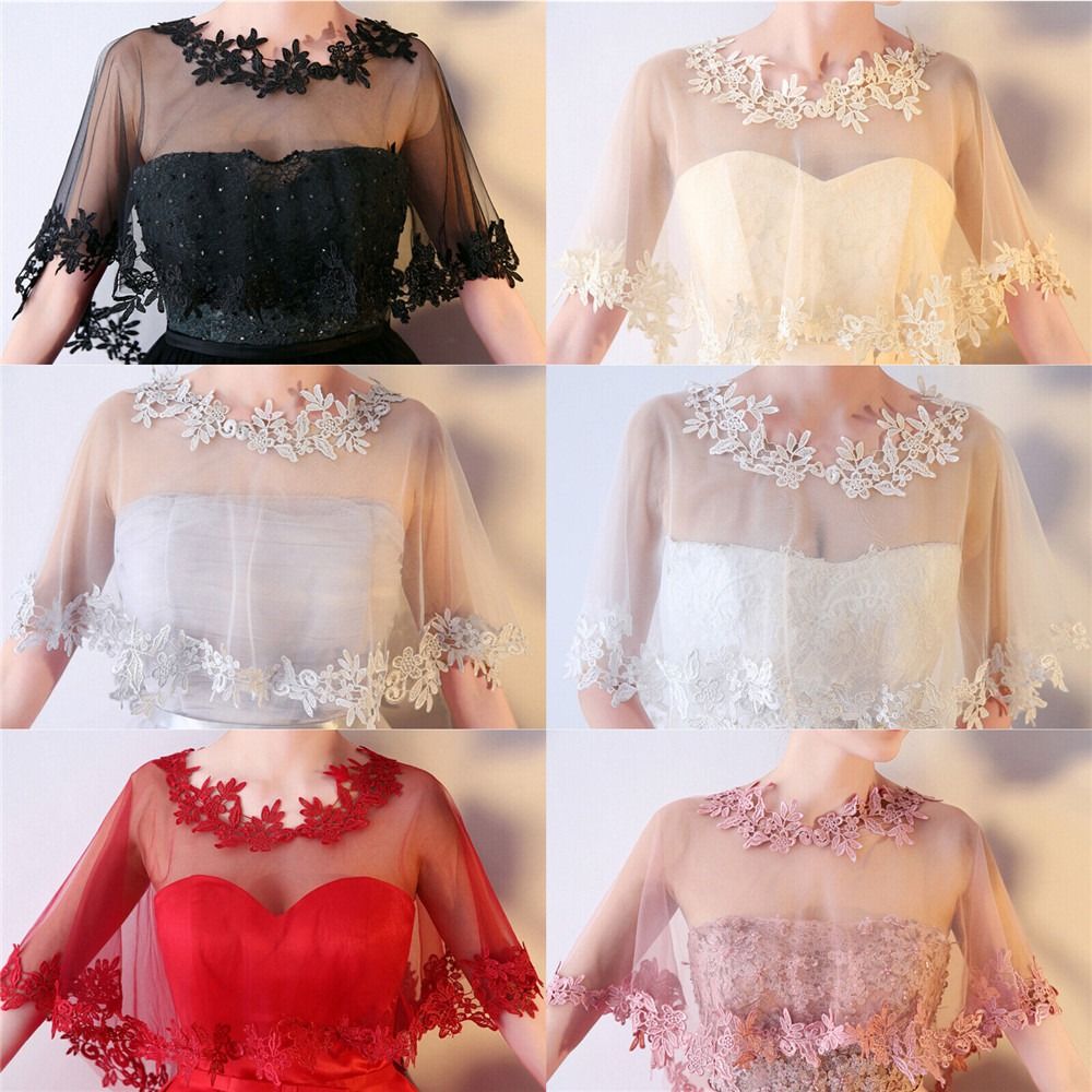 Fashion Lace Short Sleeve Shru - Stole Wedding Shawl ulasan dan harga