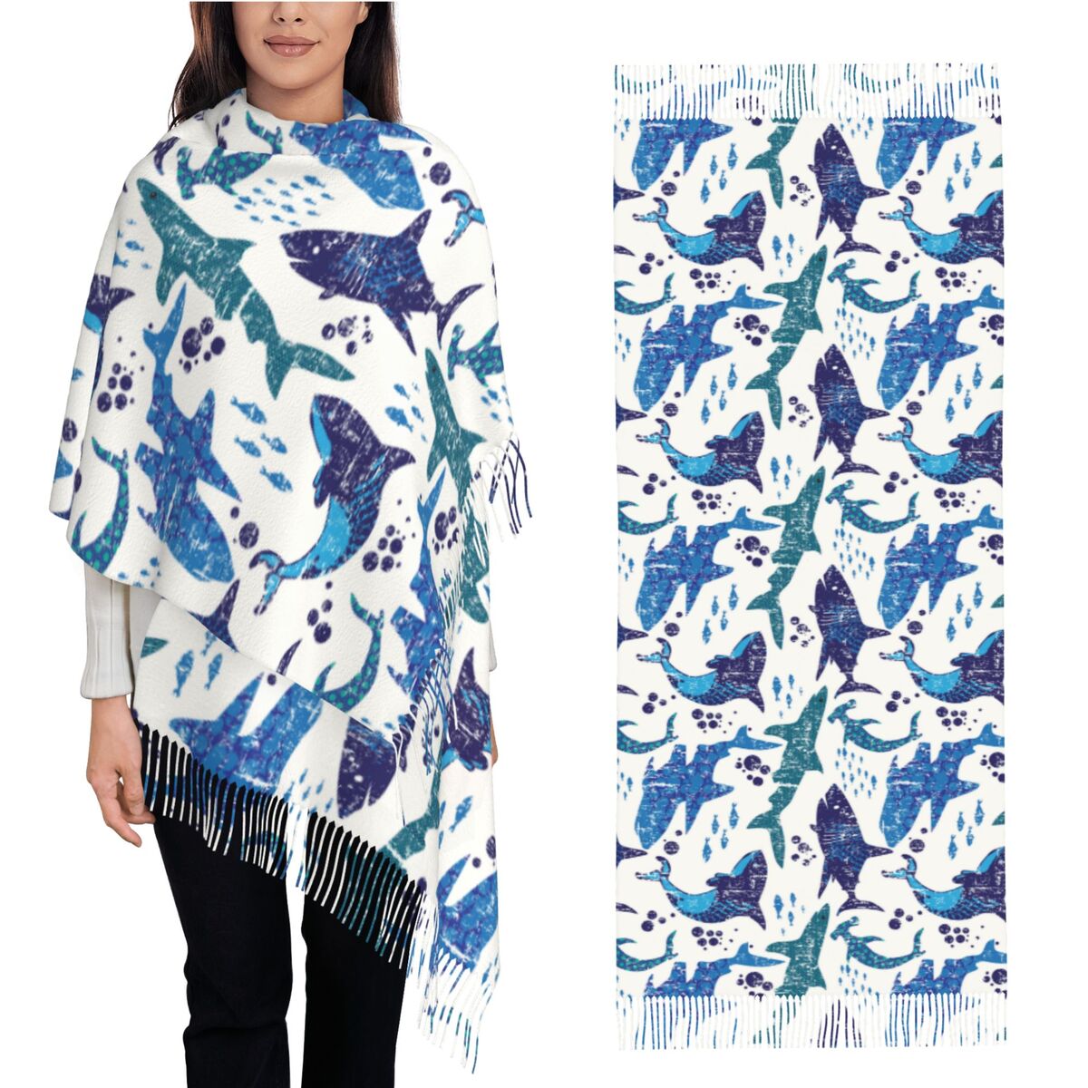 Shark Underwater World Ocean S - Pashmina Wrap Large ulasan dan harga