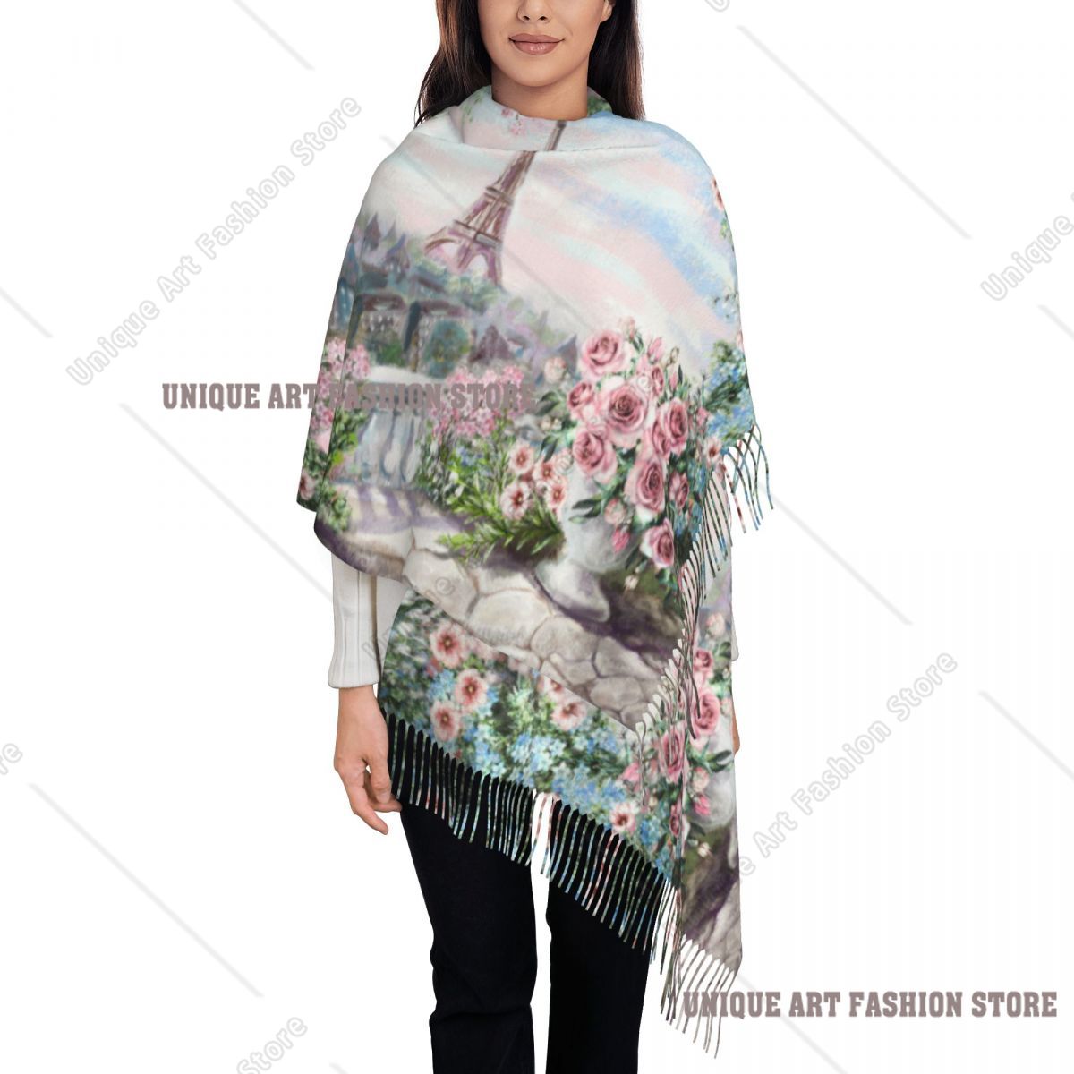 Oil Painting France Paris Eiff - Pashmina Wrap Large ulasan dan harga