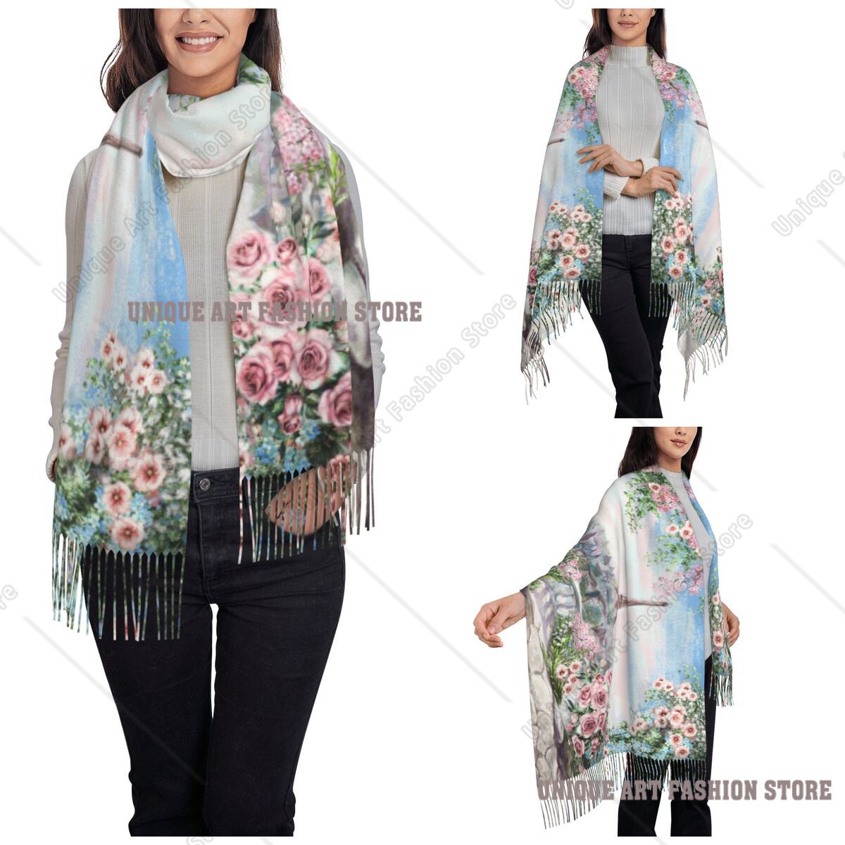Oil Painting France Paris Eiff - Pashmina Wrap Large ulasan dan harga