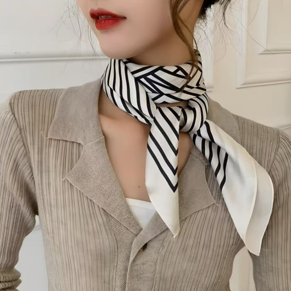Fashion Square 70cm Black and  - Silk Tie Striped ulasan dan harga