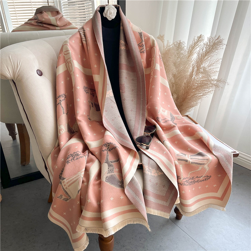 Luxury Horse Print Thick Cashm - Woven Scarf Blanket ulasan dan harga