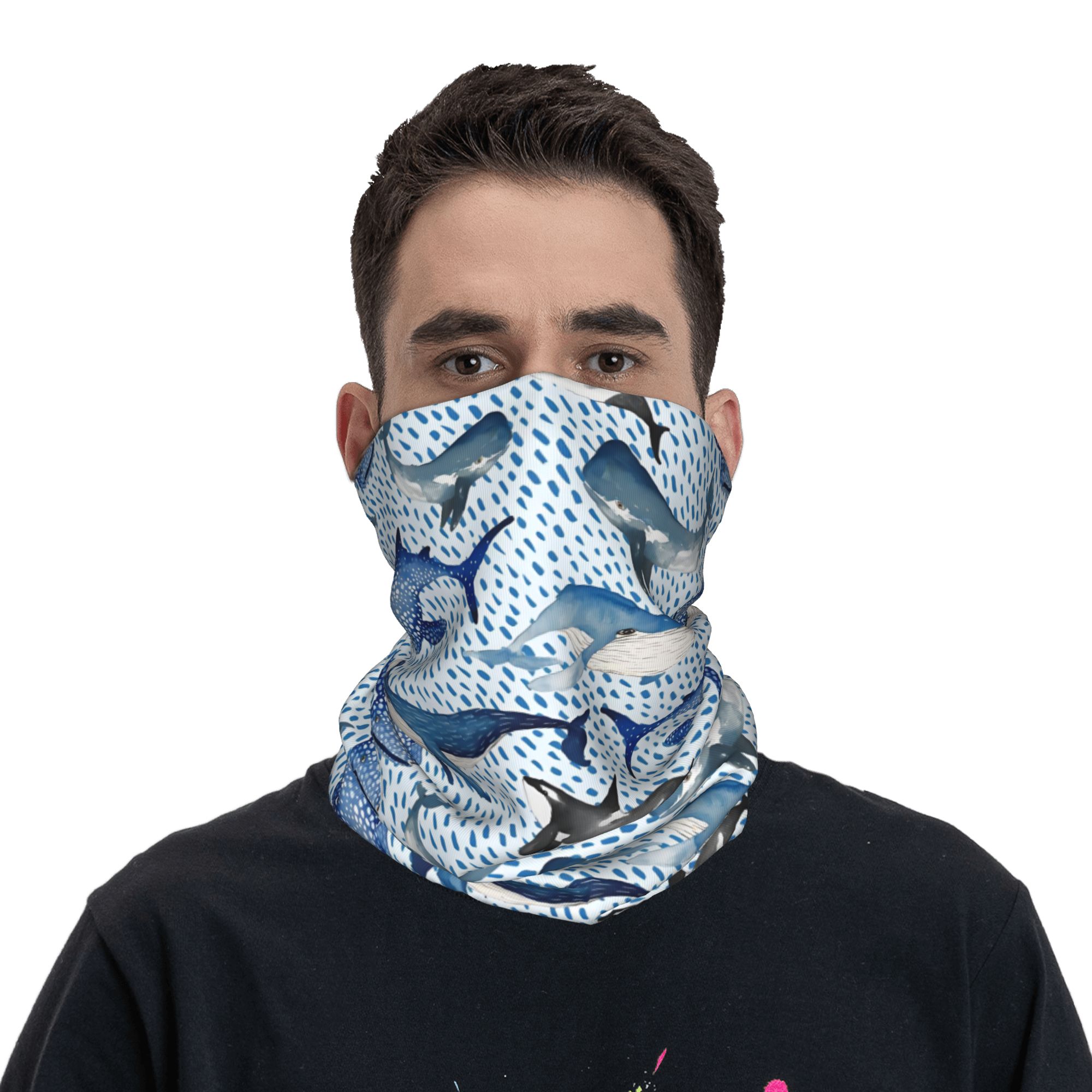 Custom Blue Watercolour Shark  - Neck Warmer Tube ulasan dan harga