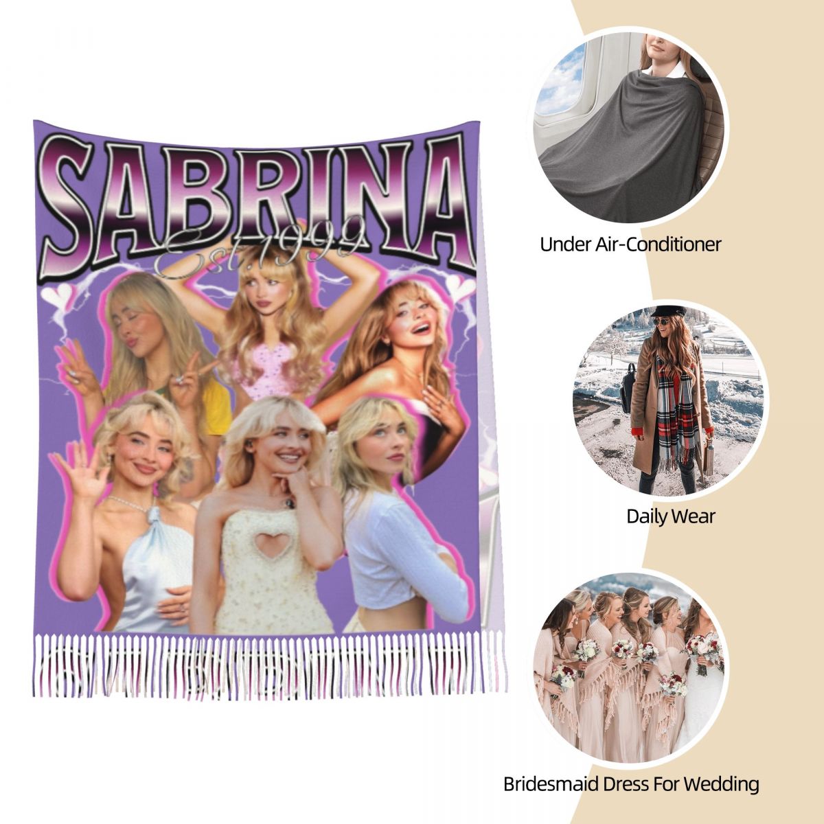 Sabrina Carpenter 90s Shawl Wr - Pashmina Wrap Large ulasan dan harga