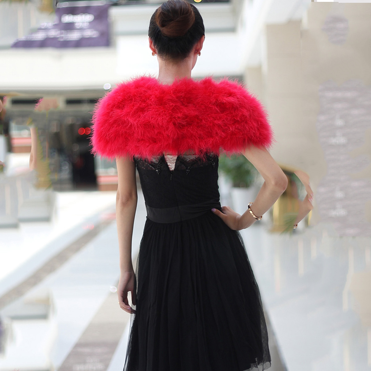 Women Ostrich Feather Boa Shaw - Stole Wedding Shawl ulasan dan harga