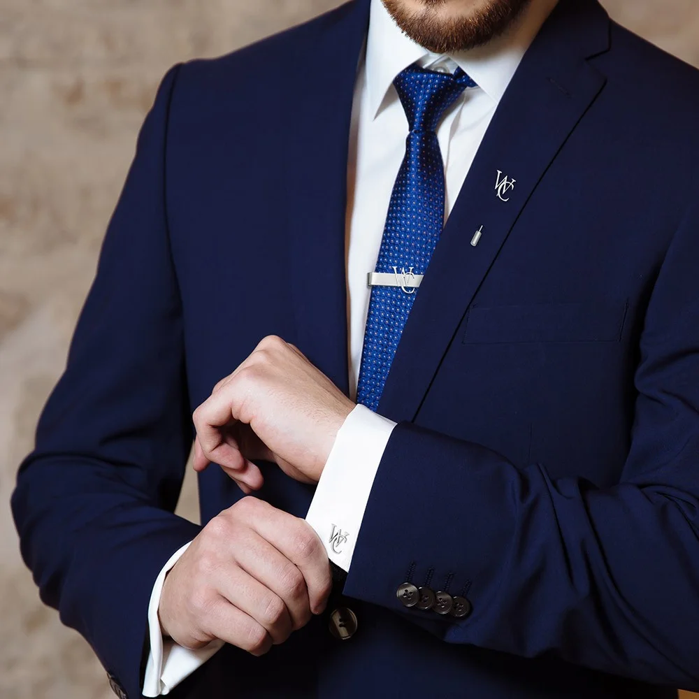 Personalized Cufflinks/Lapel P - Tie Bar Set Gift ulasan dan harga