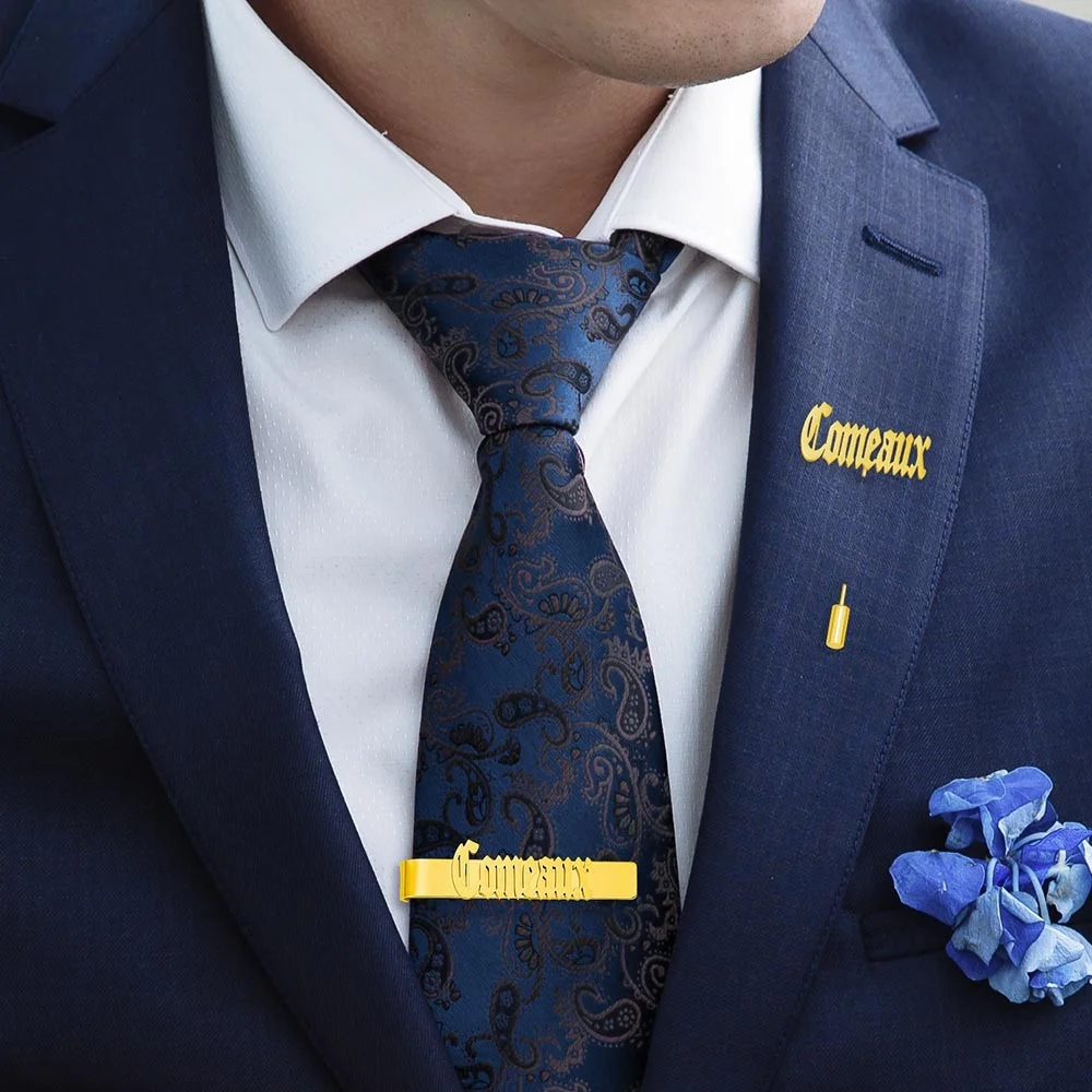 Personalized Cufflinks/Lapel P - Tie Bar Set Gift ulasan dan harga