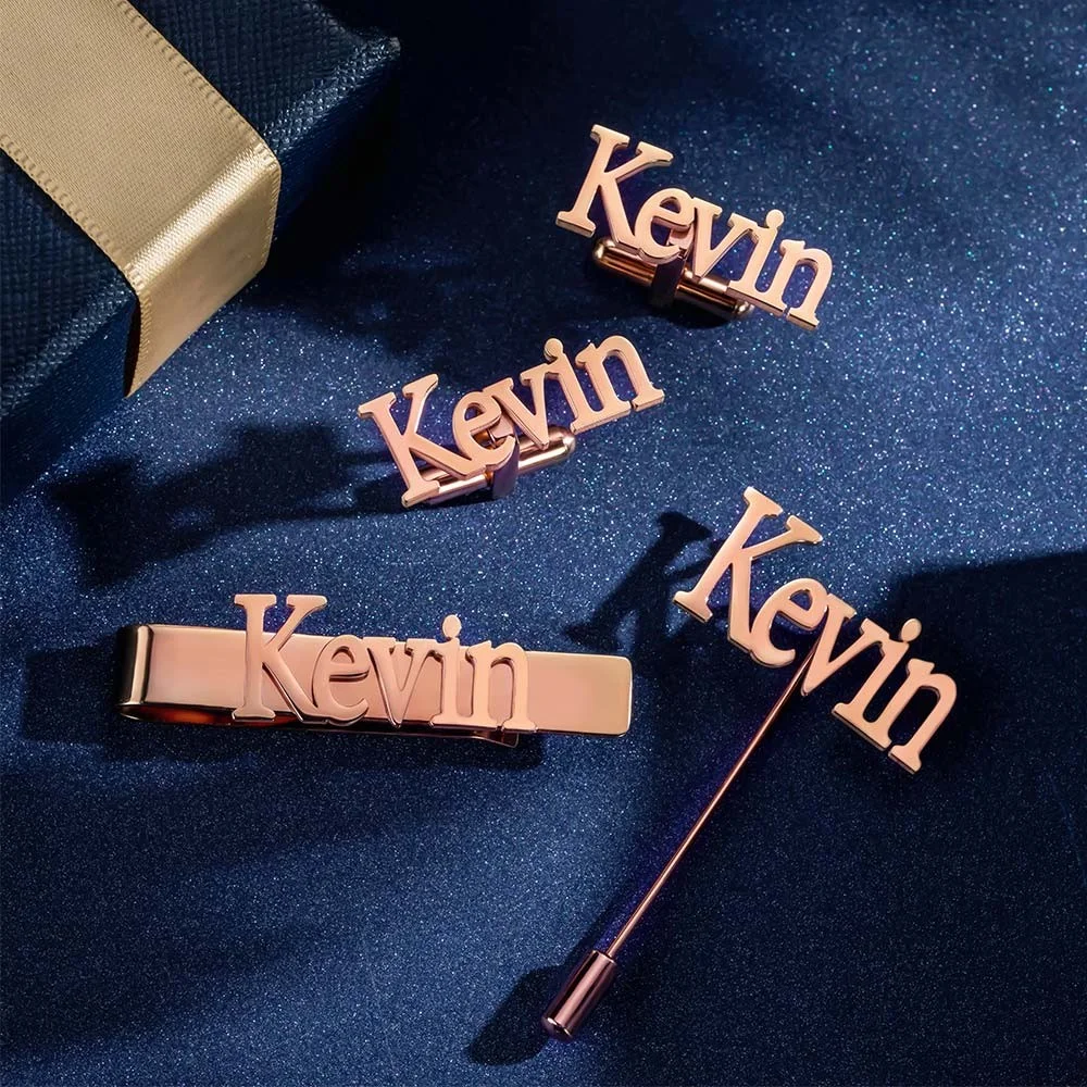 Personalized Cufflinks/Lapel P - Tie Bar Set Gift ulasan dan harga