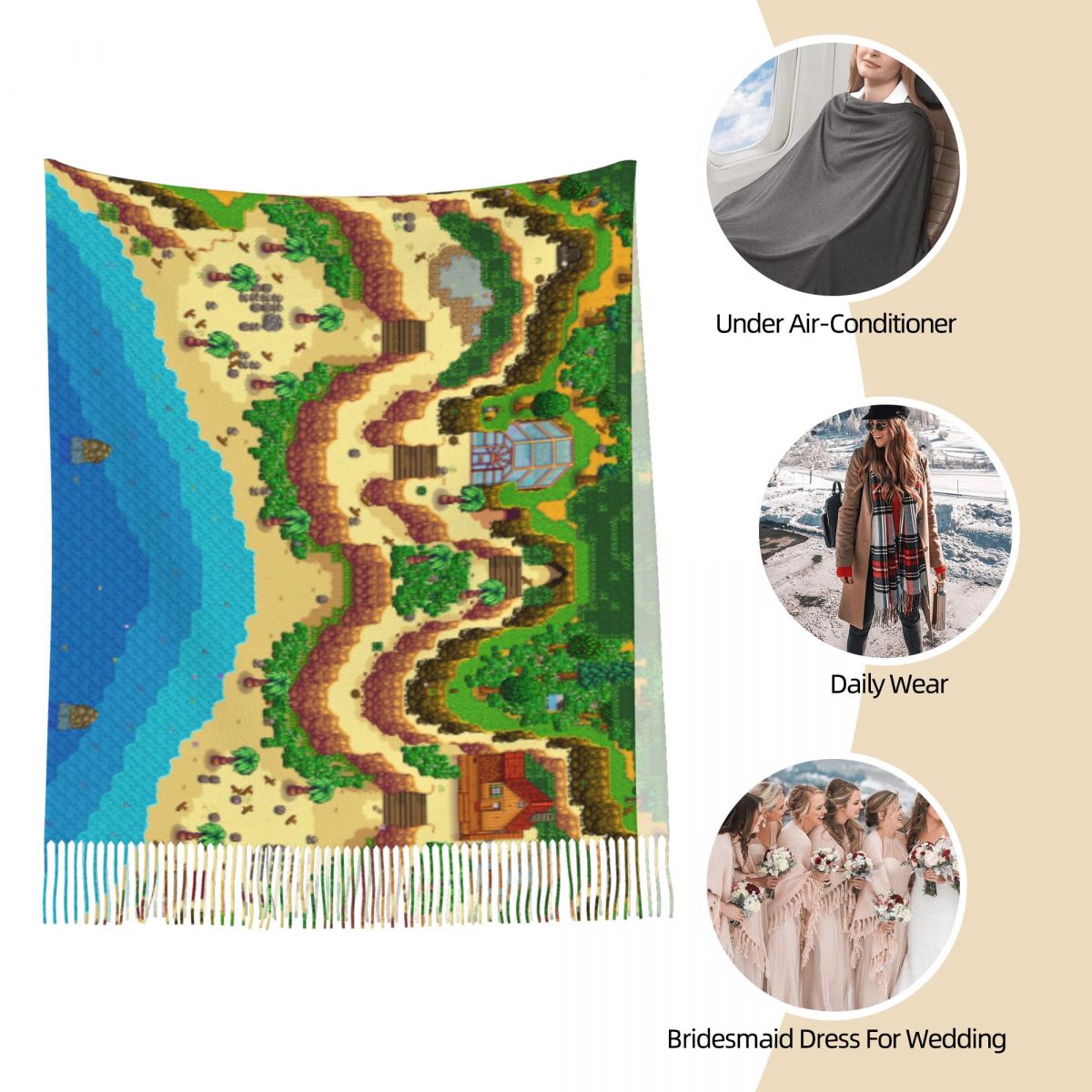 Stardew Valley Map Scarf for W - Pashmina Wrap Large ulasan dan harga