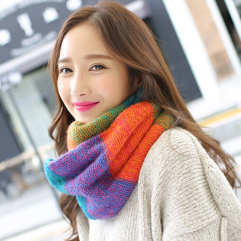 Rainbow Knitted Infinity Scarv - Infinity Scarf Knit ulasan dan harga