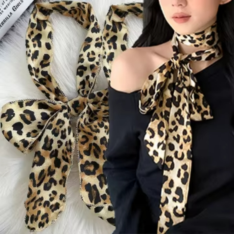 Leopard Print Scarf Retro Polk - Silk Tie Striped ulasan dan harga