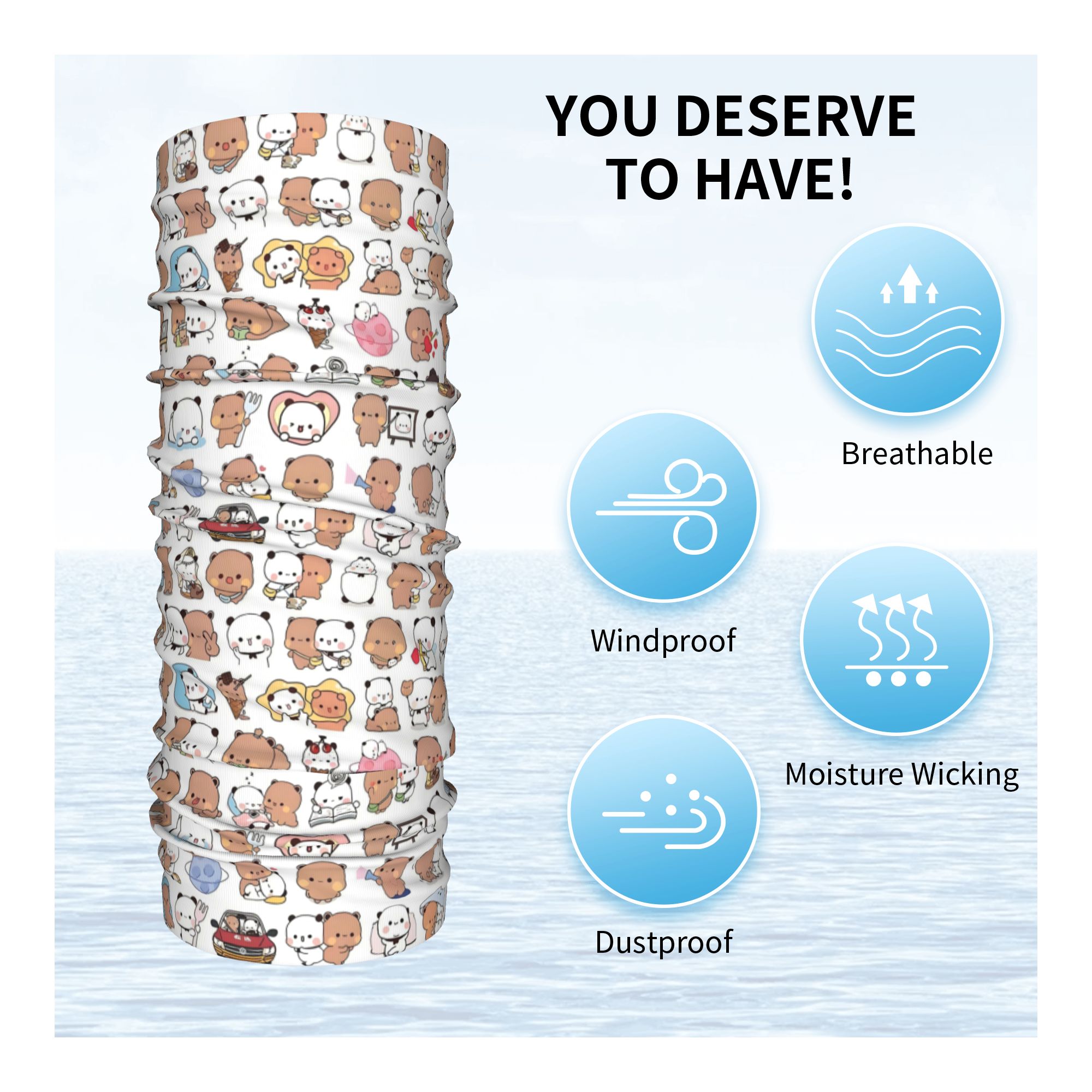Custom Bear Cartoon Peach And  - Neck Warmer Tube ulasan dan harga