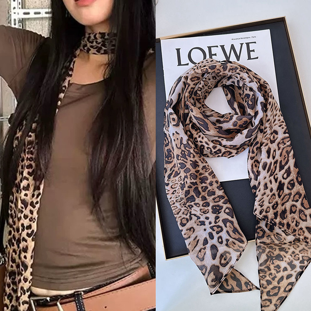 Leopard Small Long Silk Scarf  - Silk Tie Striped ulasan dan harga