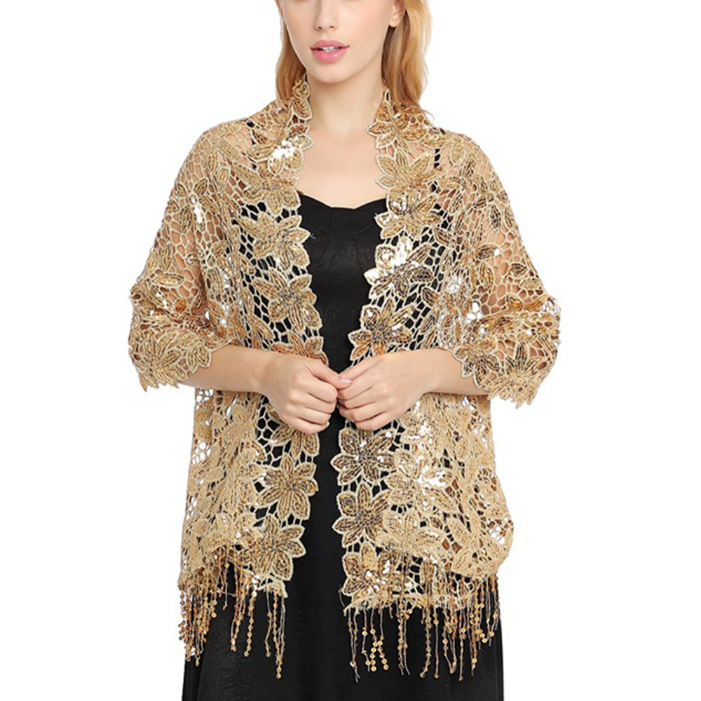 Bridal Wedding Hollow Sequin L - Stole Wedding Shawl ulasan dan harga