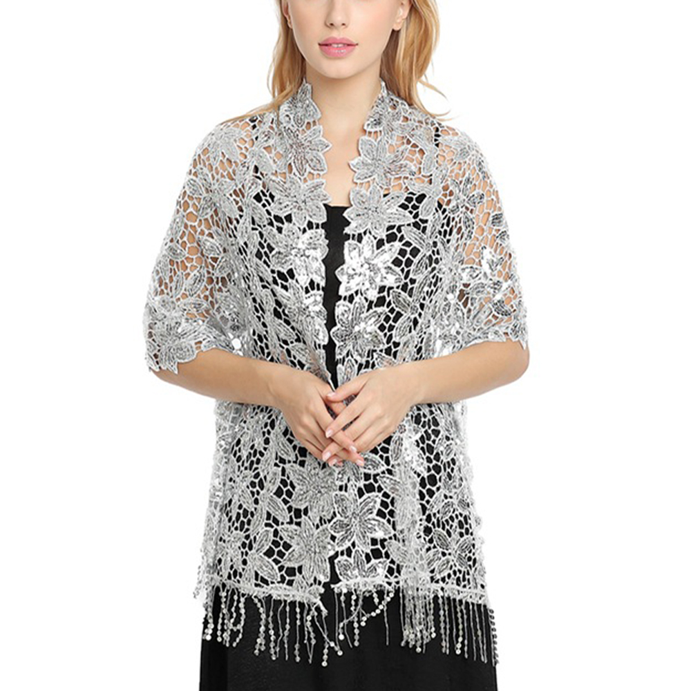 Bridal Wedding Hollow Sequin L - Stole Wedding Shawl ulasan dan harga