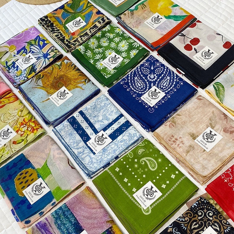100% Cotton Square Scarf For W - Bandana Cotton ulasan dan harga