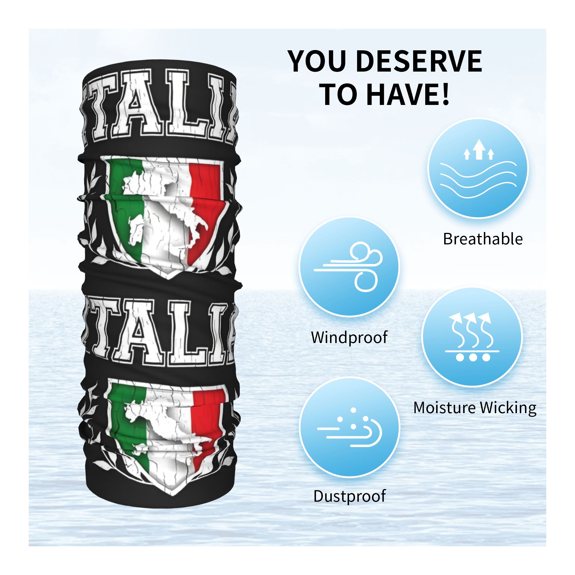 Custom Italy Flag Bandana Neck - Neck Warmer Tube ulasan dan harga
