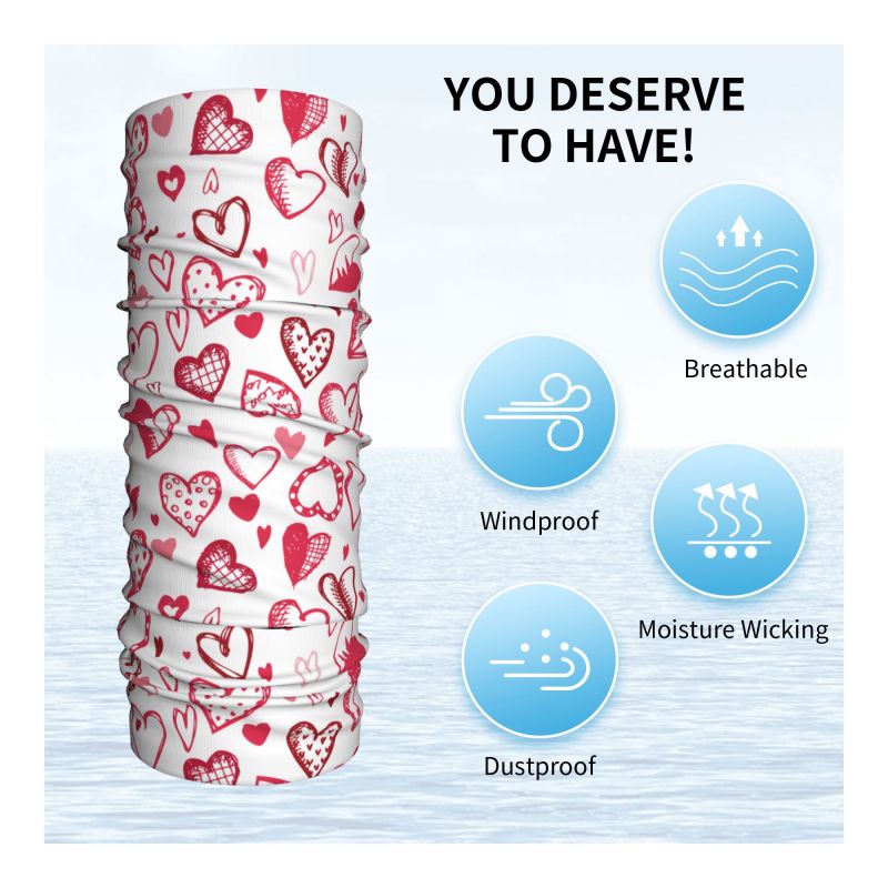 Pink Red Love Hearts Bandana N - Neck Warmer Tube ulasan dan harga