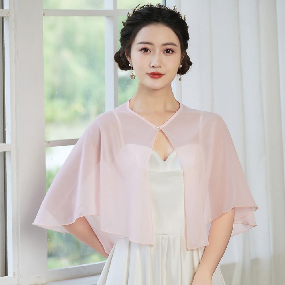 Vintage Sheer Chiffon Capelet  - Stole Wedding Shawl ulasan dan harga