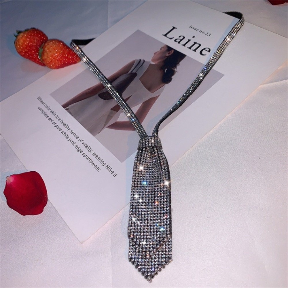 Shiny Rhinestone Double-layer  - Bow Tie Pre Tied ulasan dan harga