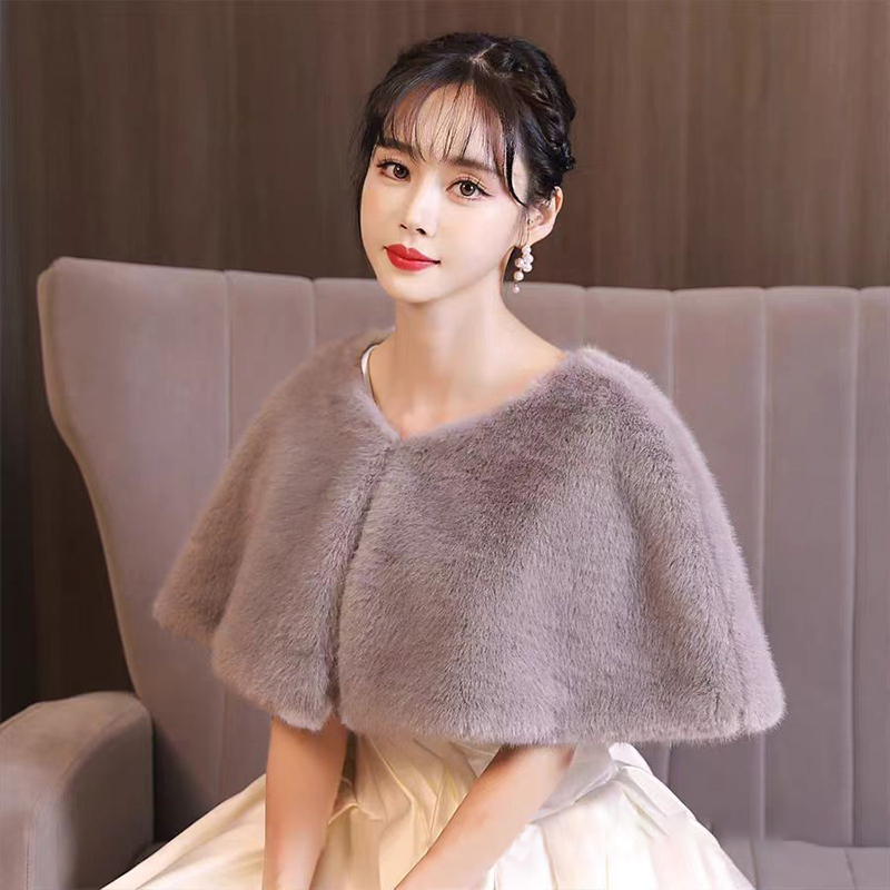 Women Winter Faux Fur Shawl El - Stole Wedding Shawl ulasan dan harga