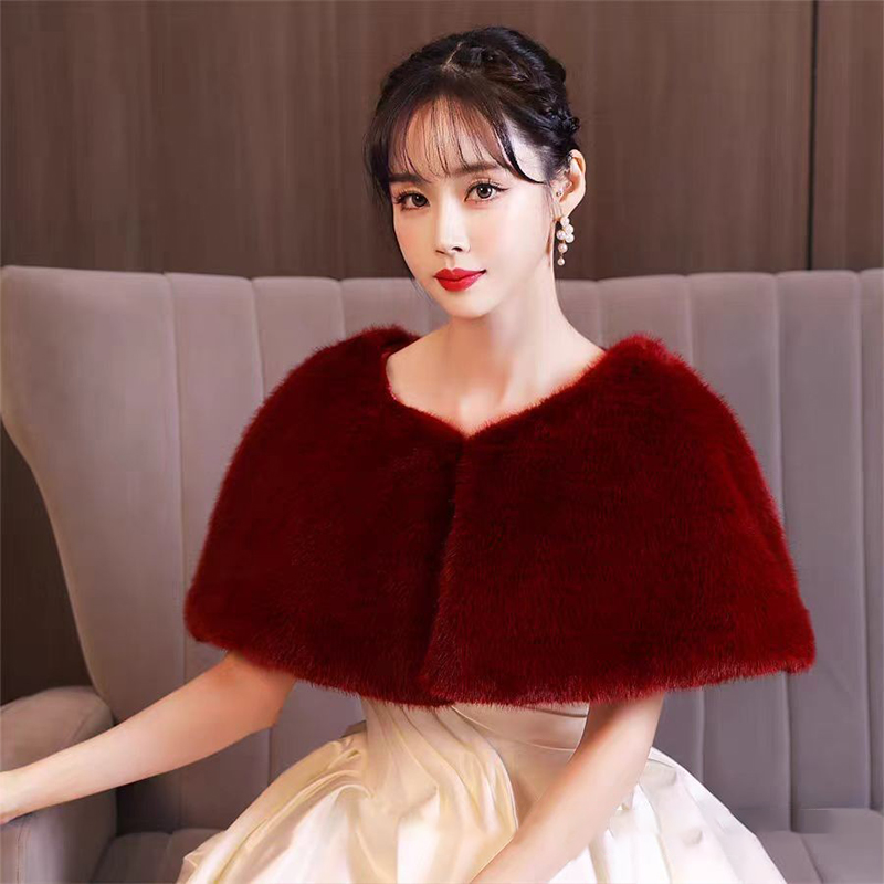 Women Winter Faux Fur Shawl El - Stole Wedding Shawl ulasan dan harga