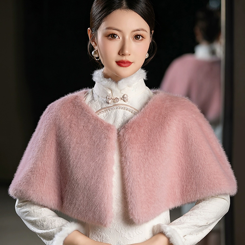Women Winter Faux Fur Shawl El - Stole Wedding Shawl ulasan dan harga