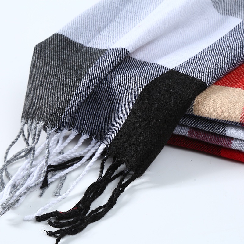 Winter Men Scarf Plaid Stripe  - Muffler Men Wool ulasan dan harga
