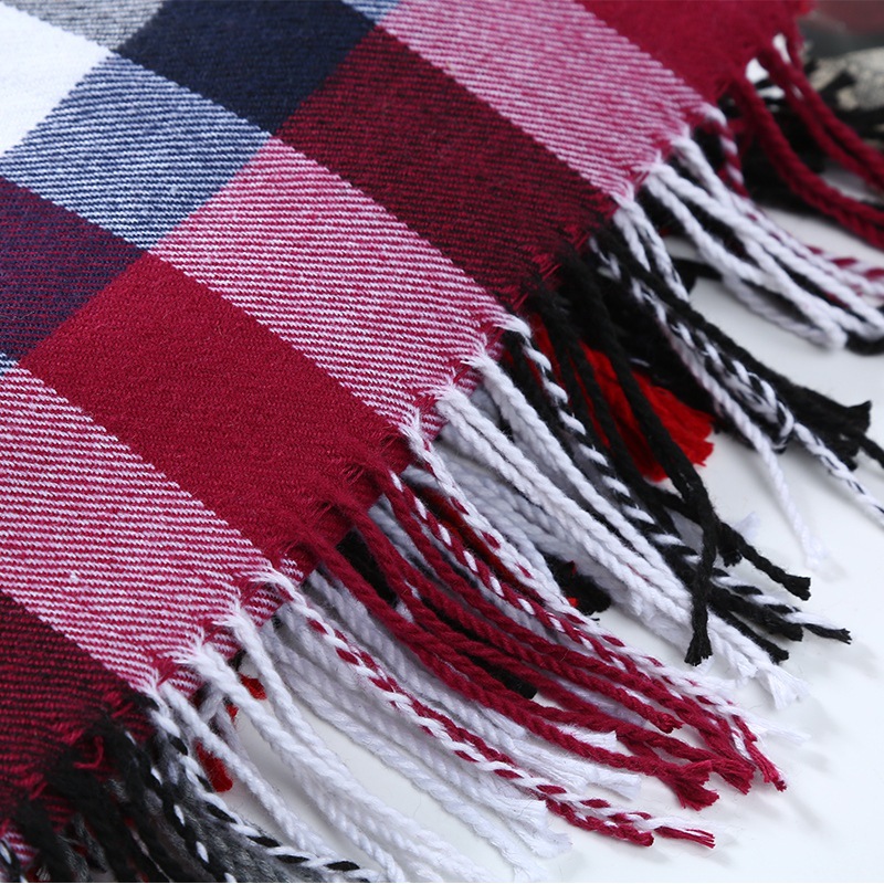 Winter Men Scarf Plaid Stripe  - Muffler Men Wool ulasan dan harga