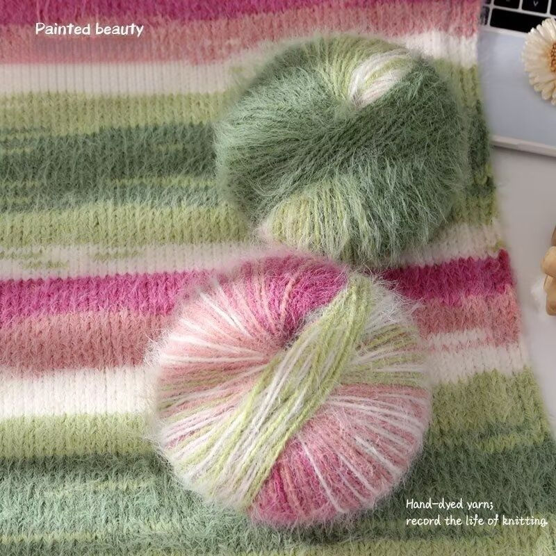 Gradient Wool Mohair Yarn Dyei - Woven Scarf Blanket ulasan dan harga