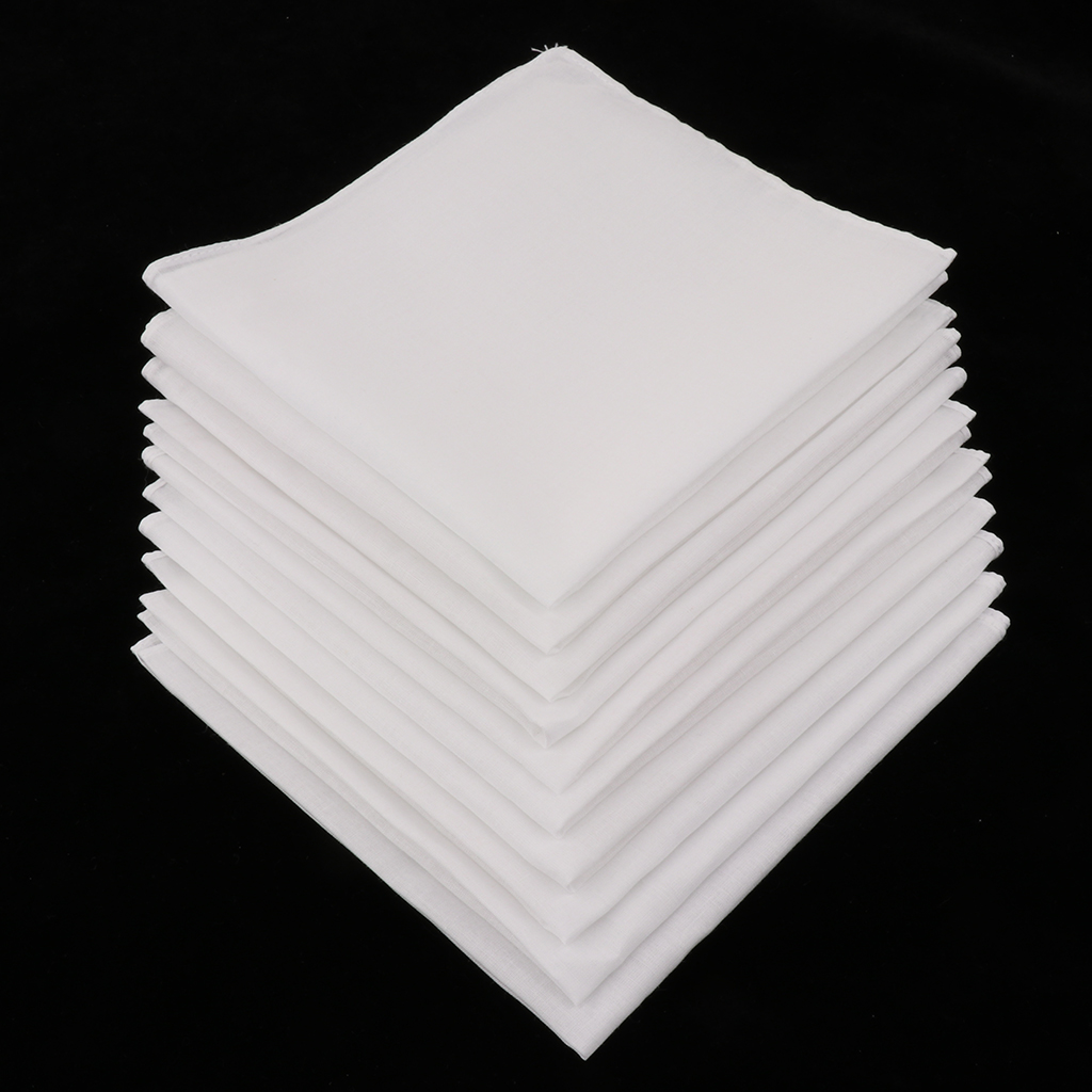 20/40pcs Plain Check Pocket Sq - Handkerchief Cotton Men ulasan dan harga