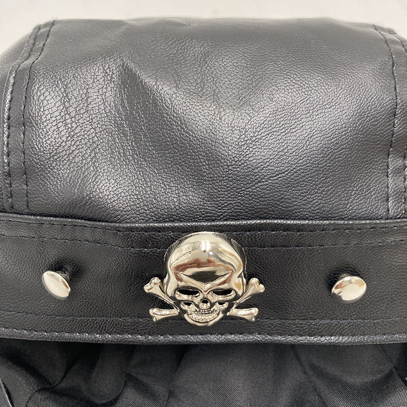 PU Leather Black Biker Adjusta - Bandana Doo Rag ulasan dan harga