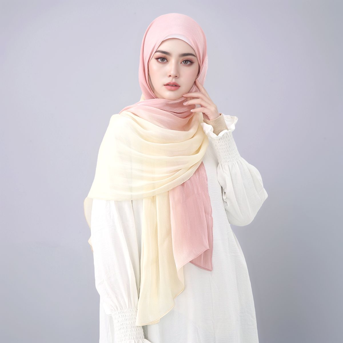 Gradient Twinkle Silk Hijab Sc - Head Wrap Turban ulasan dan harga