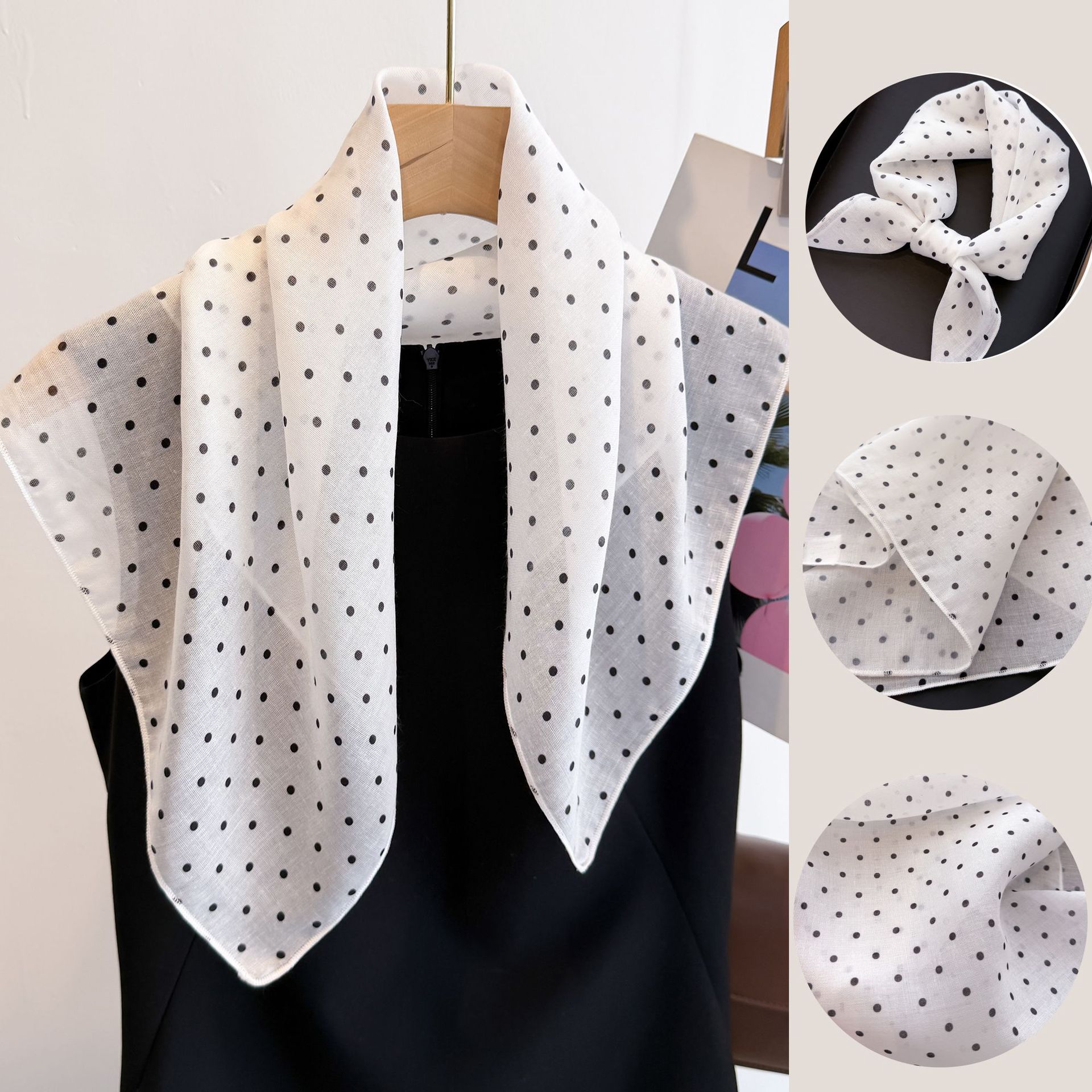 50cm Cotton Linen Square Scarf - Bandana Cotton ulasan dan harga