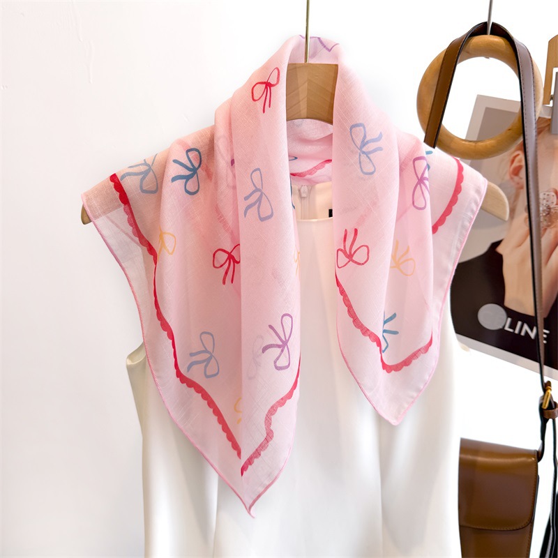 50cm Cotton Linen Square Scarf - Bandana Cotton ulasan dan harga