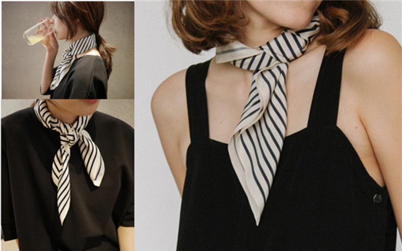 Fringe Frame Square Scarves Ba - Silk Tie Striped ulasan dan harga